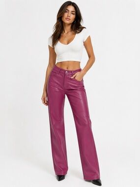 Wilfred Pink Faux Leather Straight Leg Pants Size 2